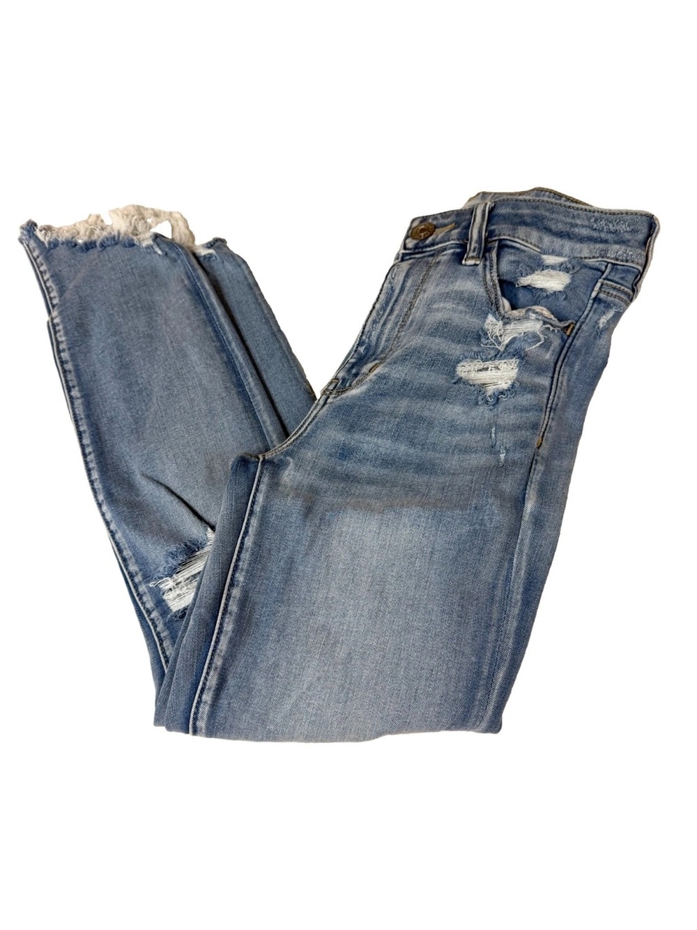 American Eagle Women’s Size 6 Highest Rise Jegging Crop Distressed Light #4308
